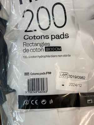 Cotons pads rectangles de coton 8x10cm - Lot de 3 x 200